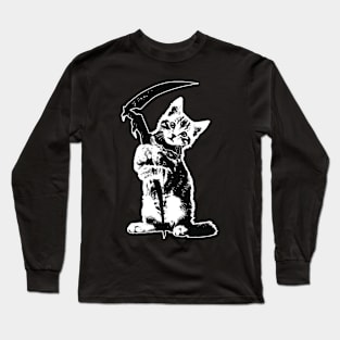 Super Cute Grim Reapurr Kitty, Death Cat, Funny Reaper Long Sleeve T-Shirt